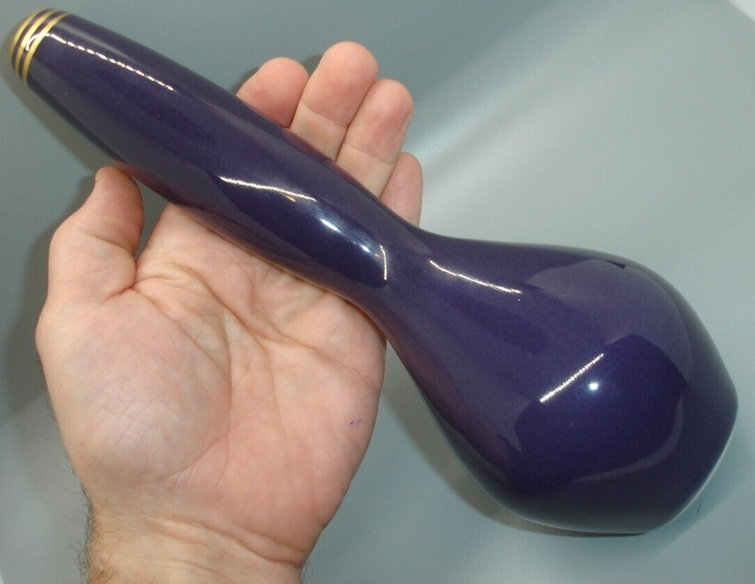 Mid Century PURPLE BUD VASE flower bulbous opaque abstract ART glass MCM signed