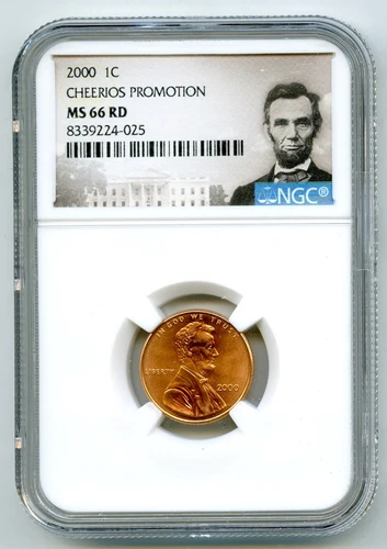 2000 US MINT CENT CHEERIOS PROMOTION NGC MS66 RD LINCOLN PENNY W/ OGP