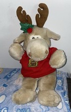 Vintage 1992 Commonwealth 16" Plush Stuffed MOOSE with Xmas Sweater corduroy