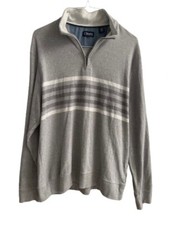 Chaps Long Sleeve 1/4 Zip Mock Neck Pullover Sweater Gray Stripe X-Large Men  s