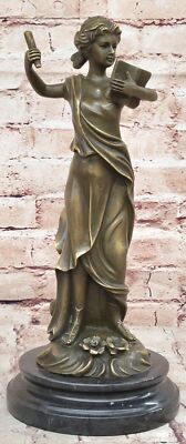 Bronze Greek Roman Goddess Athena Minerva Female Sculpture Statue Mythology Art