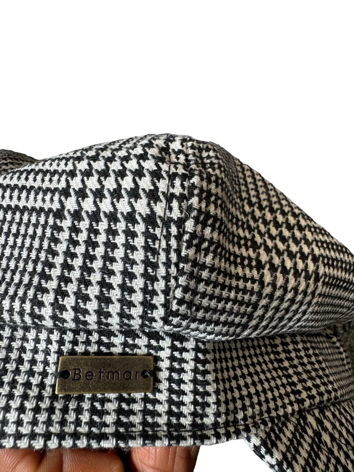 BETMAR New York Wool Blend Cabbie Newsboy Hat Artist Cap Black White OneSize - Image 3 of 4