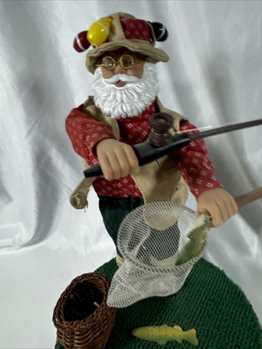 Christmas Vtg Animated Musical Fishing Santa Claus North Pole Productions 12” - Picture 2 of 9
