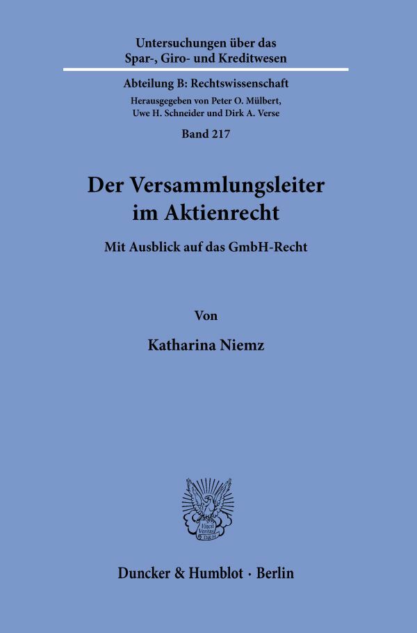Thumbnail - Katharina Niemz / Der Versammlungsleiter Aktienrecht.