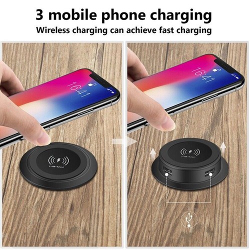 30W Wireless Charger Embedded Desktop Fast Wireless Charging Base Dual USB Port - Picture 8 of 15