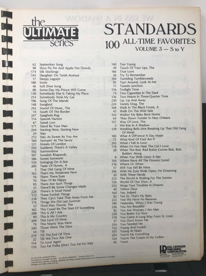 Ultimate 100 AllTime Favorites Songbook Sheet Music Volume 3 Piano