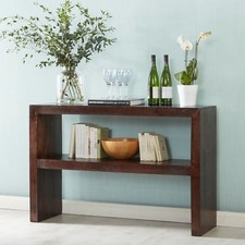 Modern Solid Mango Dark Wood Single Shelf Console Table Living Room / Hallway