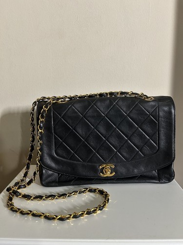CHANEL Diana Lambskin Medium Flap Bag 24k Gold Hardware AUTHENTIC