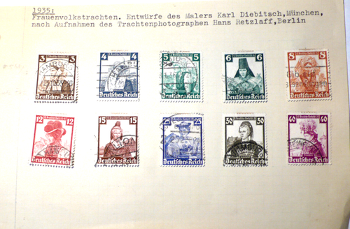 DR 1935 'Frauentrachten' Mi# 588-597 kpl.Satz gest. mit Falz