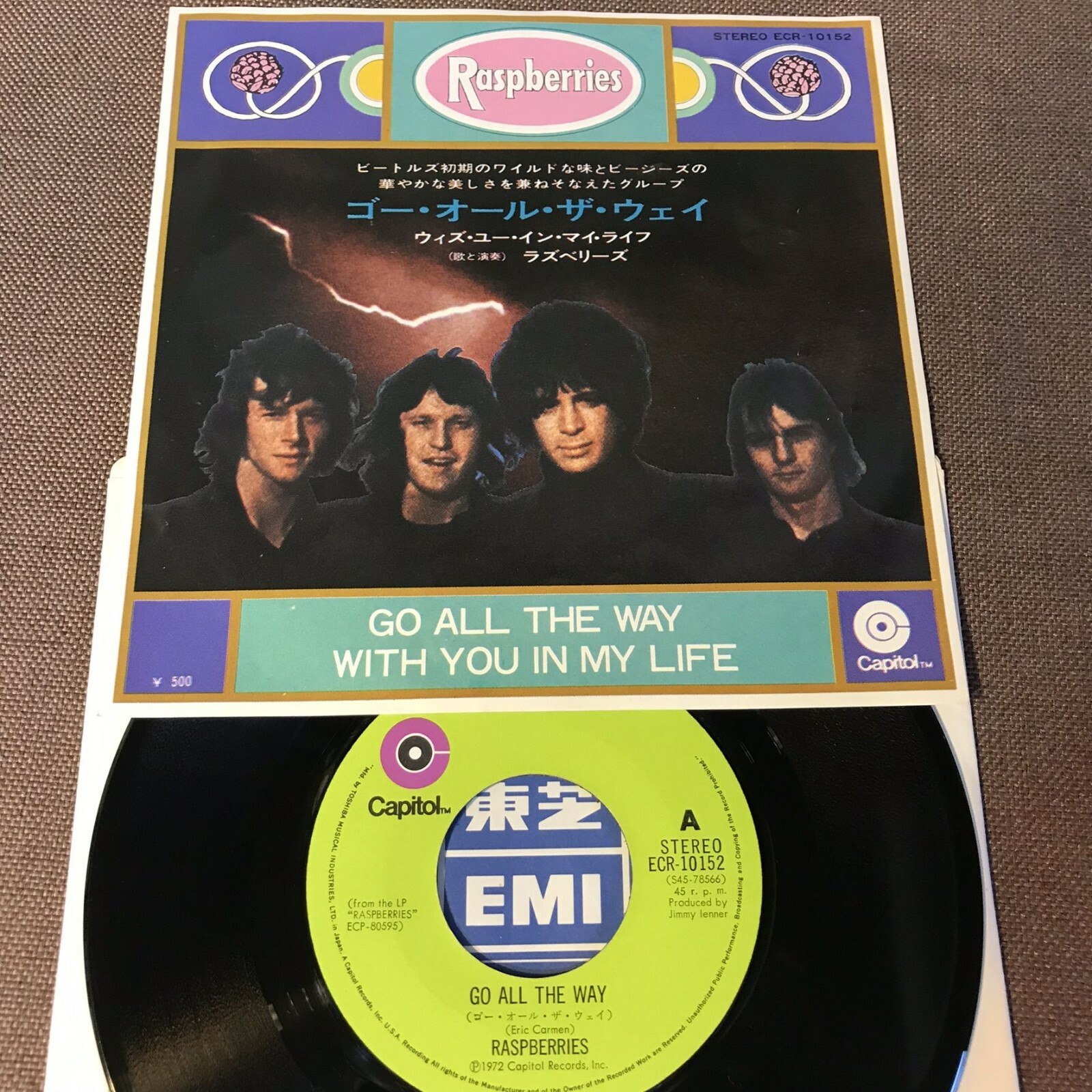 RASPBERRIES Go All The Way JAPAN 7" SINGLE RECORD ECR10152 w/ PS Eric