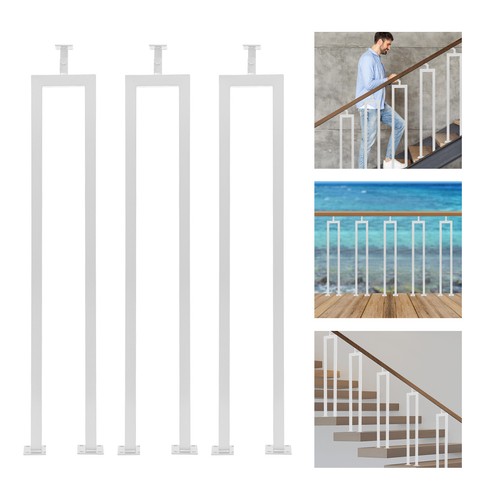 3* Stair Baluster U Shape Stair Balusters, White Carbon Steel Stair Baluster