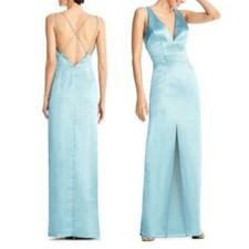 Light Blue Evening Gown Medium VNeck Long Formal Slit Aidan Mattox Dress 10 295
