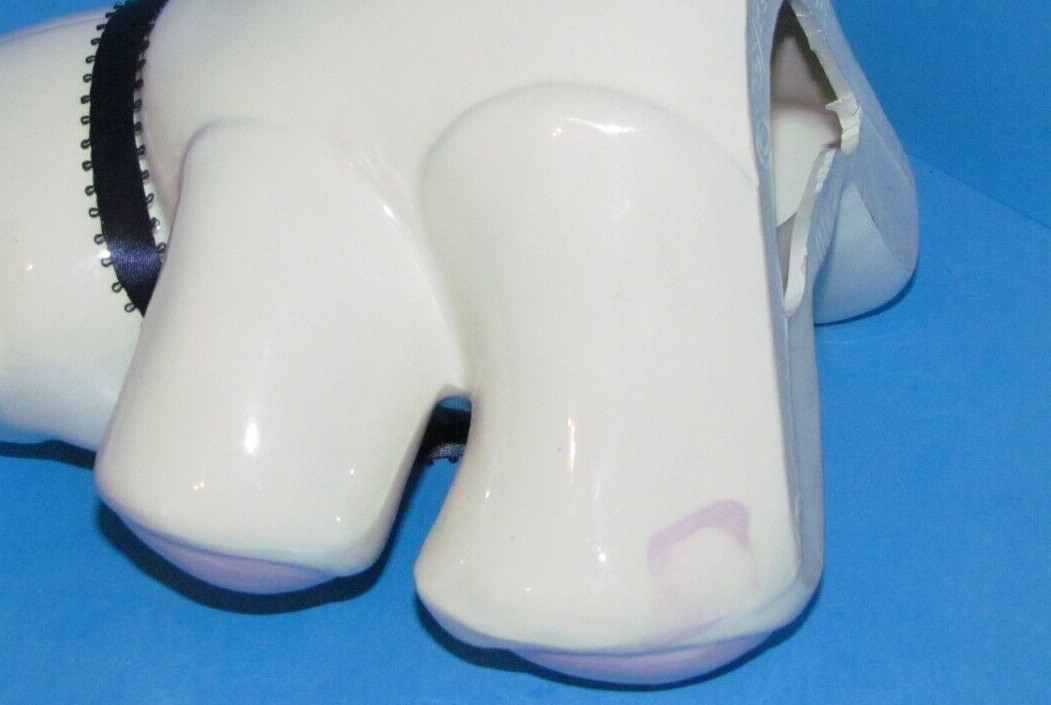 Vtg Byron Molds Rare Hand Painted White & Pink Bear Ceramic Figurine 7" L@@K