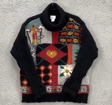 Vintage Fuzzy Sweater Womens Large Multicolored Thick Wool Moda Internaional