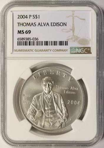 2004-P Thomas Alva Edison Silver Dollar $1 NGC MS69