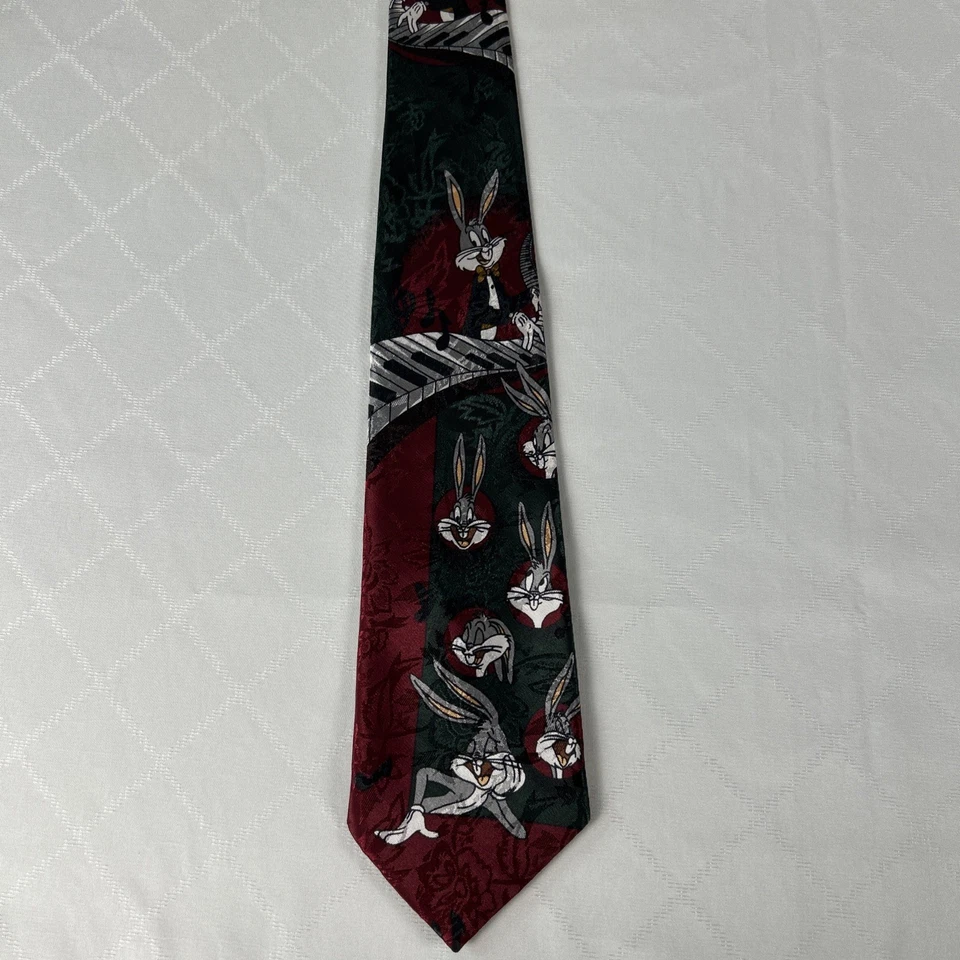 Vintage Warner Brothers Looney Tunes Bugs Bunny Musical Theme Necktie Piano - Image 2 of 3