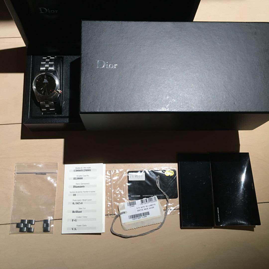 Dior Homme Cifl Rouge Watch Silver Black Dial Diamond Bezel Dior Homme Cifl Rouge Watch Silver Black Dial Diamond Bezel