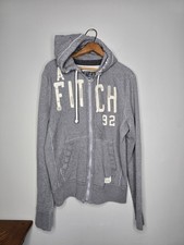 Vintage Abercrombie Fitch Zip Hoodie Y2K Gray Distressed Jacket AF 92 Thick Med