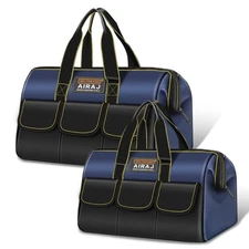 Tool Bag 2-Pack Set | 18" & 16" Portable Tool Storage Bag | Wide Mouth Tool B...