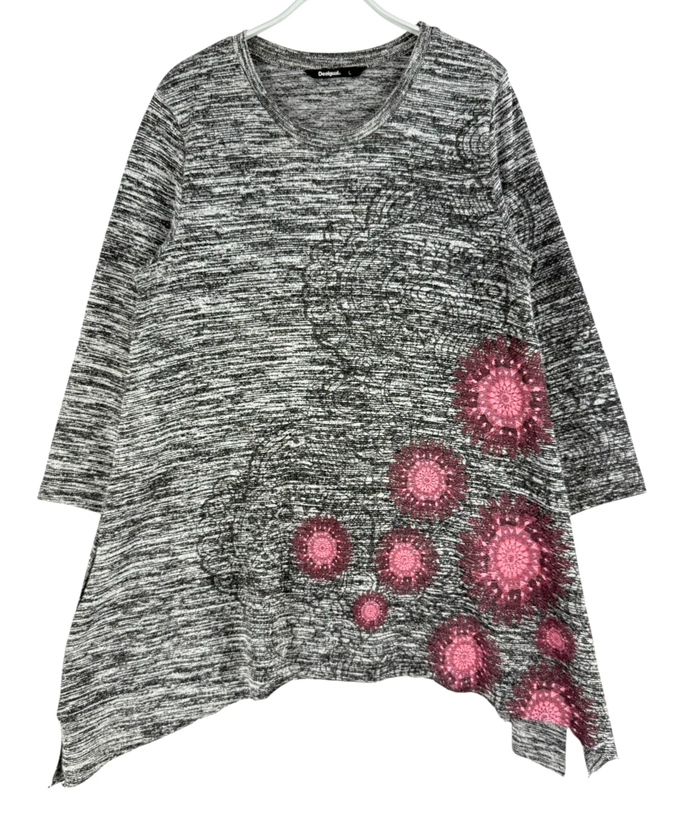 Top Desigual Femme Taille L – Viscose Coton Motif Barriolé Multicolore (Excellent état)