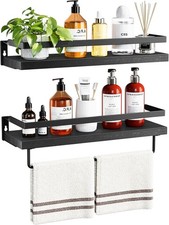 AMADA HOMEFURNISHING Bathroom Shelves with Towel Bar Floating Shelves NEW