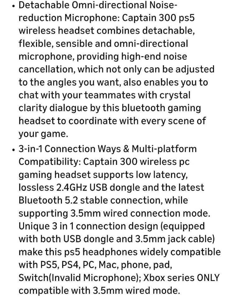 2.4GHz Wireless Gaming Headset/Headphones, Bluetooth 5.3 Blush Pink PS5/4 Switch - Image 3 of 4