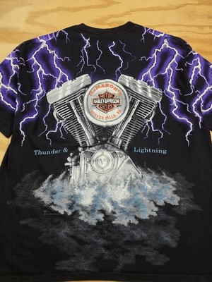 Vintage 90s Harley Davidson Lightning & Thunder All Over Print
