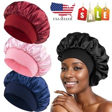 Satin Silk Bonnet for Sleeping, Double Layer Silk Sleep Cap for Men  Women Soft