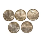 5) 1991 To 1995 American Silver Dollar Eagle Lot. Very Nice Gem Uncirculated **