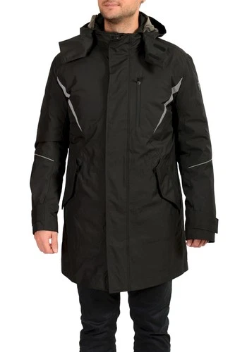 Scuderia Ferrari Men's "Tech Twill 2 in 1" Black Hooded Down Parka Jacket - product listing photo