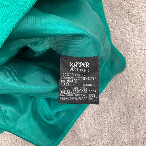 Kasper ASL Skirt Suit Women 14P Green Classic Career Retro Summer - Picture 4 of 13