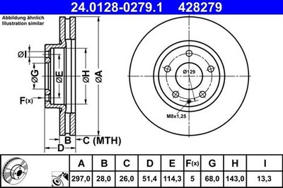 Brake Disc ATE 24.0128-0279.1 for MAZDA