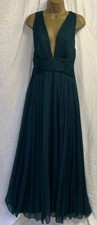 ASOS Forest Green Chiffon Tulle Size 10 Sheer Maxi Ruched Draped Autumn Dress