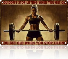 Tin Metal Signs Home D cor 8x12 Fitness Vintage You Don't Stop Lifting When You