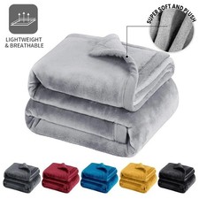 Large Plush Fleece Throw Super Soft Reversible Twin Queen Size Sofa Bed Blankets