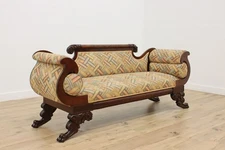 Empire Antique Mahogany Sofa, Carved Acanthus & Paw Feet #55639