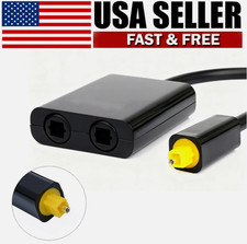 Optical Toslink Digital Splitter Adapter 1 In 2 Out Dual Port Audio Cable Fiber
