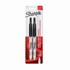 Sharpie Retractable Permanent Markers, Ultra Fine 1 Count Pack of 2 , Black