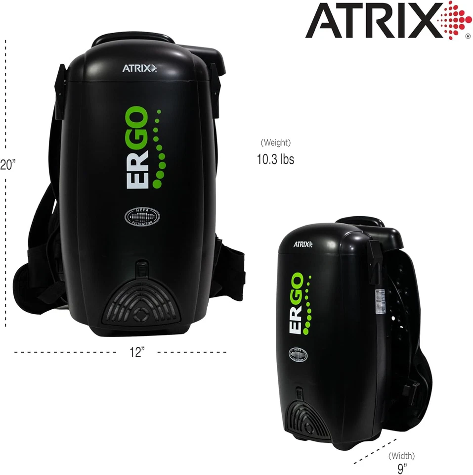 Atrix Ergonomic Backpack Vacuum Cleaner - 8-Quart HEPA Filter, 1400W Portable Sm - Image 2 of 4
