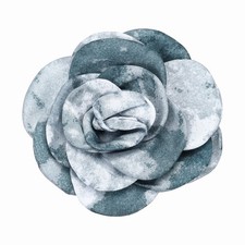 Rose Flower Brooch, Floral Brooch Satin Fabric Camellia Corsage, Blue