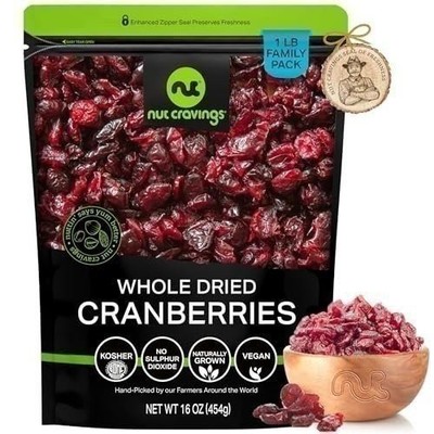 Nut Cravings - Dried Cranberry, Bulk Dried Cranberries, All Natural, Kosher, 1lb