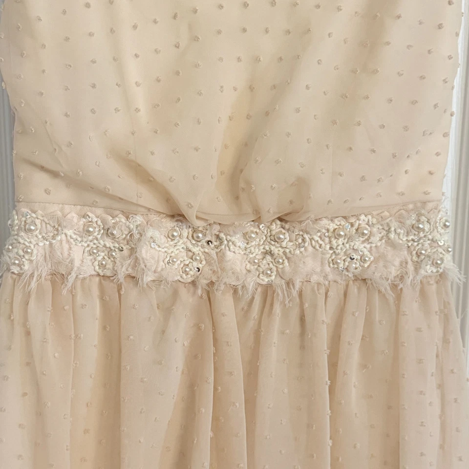 Elegante Vestido de Encaje Crema Niña Salto Talla 5/6 ENVÍO GRATUITO  Foto 4 de 4