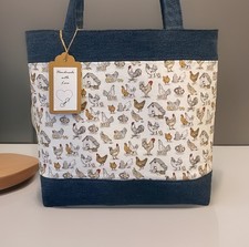 New Chicken Farm Tote Bag with Denim Accent