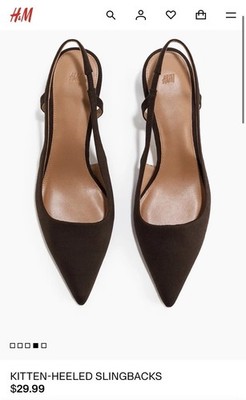 NEW H&M Women s Kitten Heel Slingback - Black Size 8 (39)