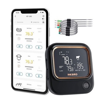 INKBIRD IBT-26S Fleischthermometer WLAN 5GHz Bluetooth 5.1 Fleisch UVP 90£