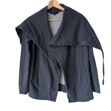 AllSaints Brooke Sweatshirt Wms Sm Open Waterfall Front Stud Fastening Neckline