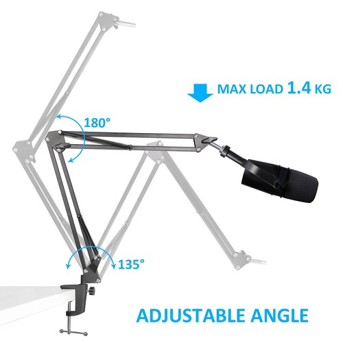 MV7 Boom Arm Mic Stand with Pop Filter, Adjustable Suspension Boom Scissor Ar... - Picture 3 of 7