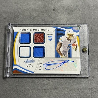 Josh Palmer 2021 Absolute Rookie Patch Auto /75 Premiere RC Quad Relic Mem