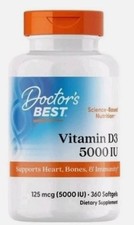 New  Sealed Doctor's Best Vitamin D3 5000 IU 125 mcg 360 Softgels EXP 06/2027