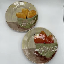 Vietri Italy “Sara's Fresh Fruits” Lemons & Pears 9” Salad Plates READ